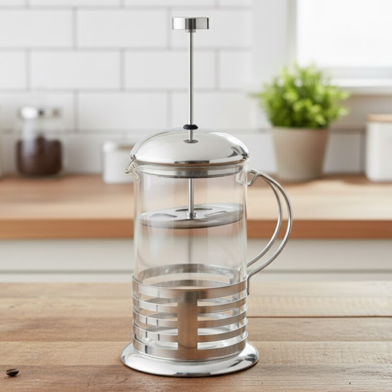 Cafetera francesa de vidrio y acero 800 ml GRIS