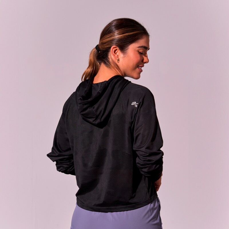 Abrigo Hoody Mesh Crhistie de Mujer Negro