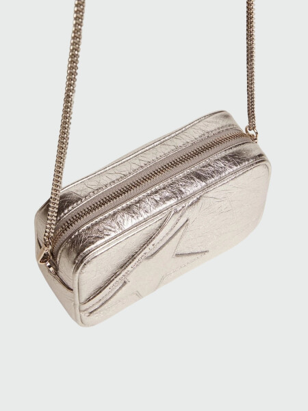Golden Goose-Cartera de cuero, Star bag mini Plateado