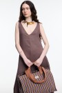 VESTIDO ESCOTE V Marron