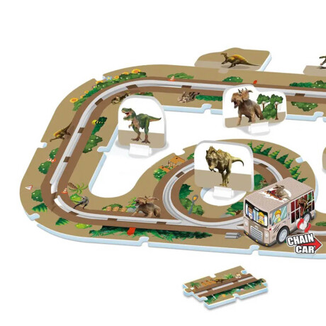 Puzzle Pista De Autos Rompecabezas 47 Pcs + Vehículo Dinosaurios