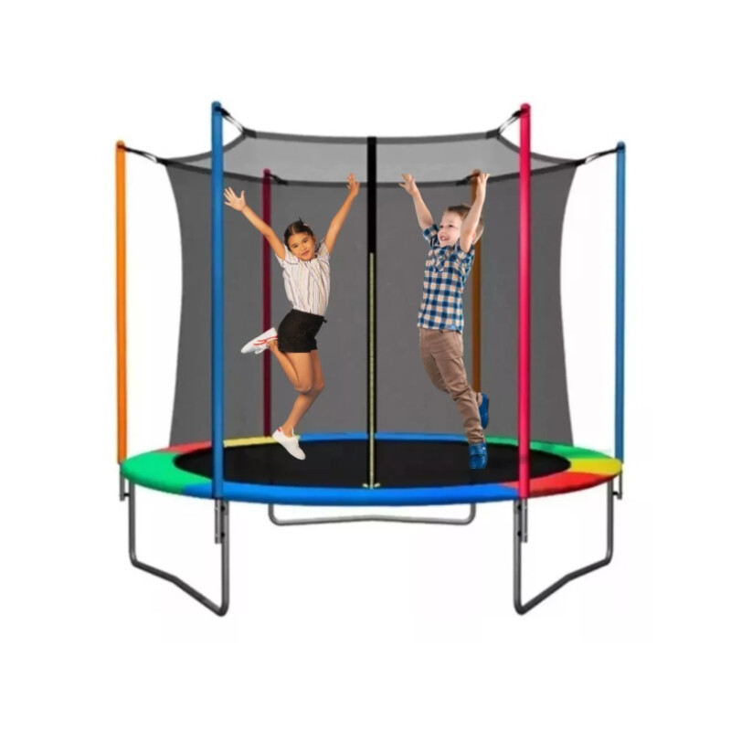 Cama Elástica Infantil Multicolor Con Red De Seguridad Azul