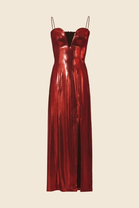 Vestido en Lamé Lucy Rojo