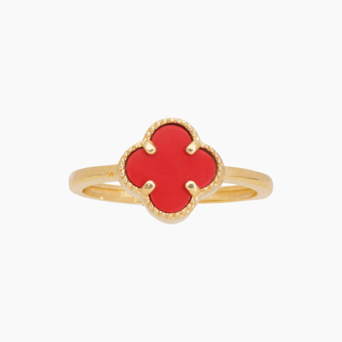 Anillo en oro 18K estilo Van Cleef con piedra coralina Anillo En Oro 18k Estilo Van Cleef Con Piedra Coralina