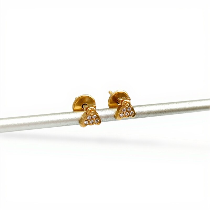 Caravanas Osos oro - Oro bajo - Zirconia - CA8142 conpiedra