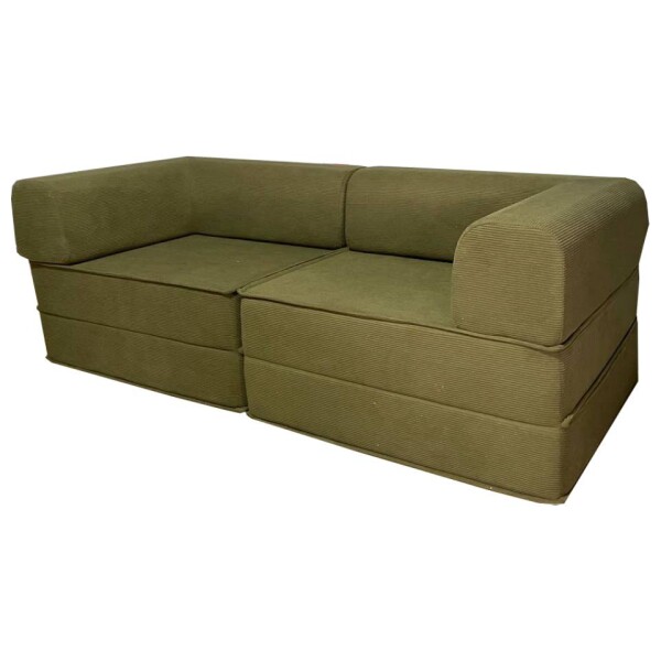 Sofá Sillón Cama ComboHome Teddy Premium 3 Cuerpos Corderoy Verde 1