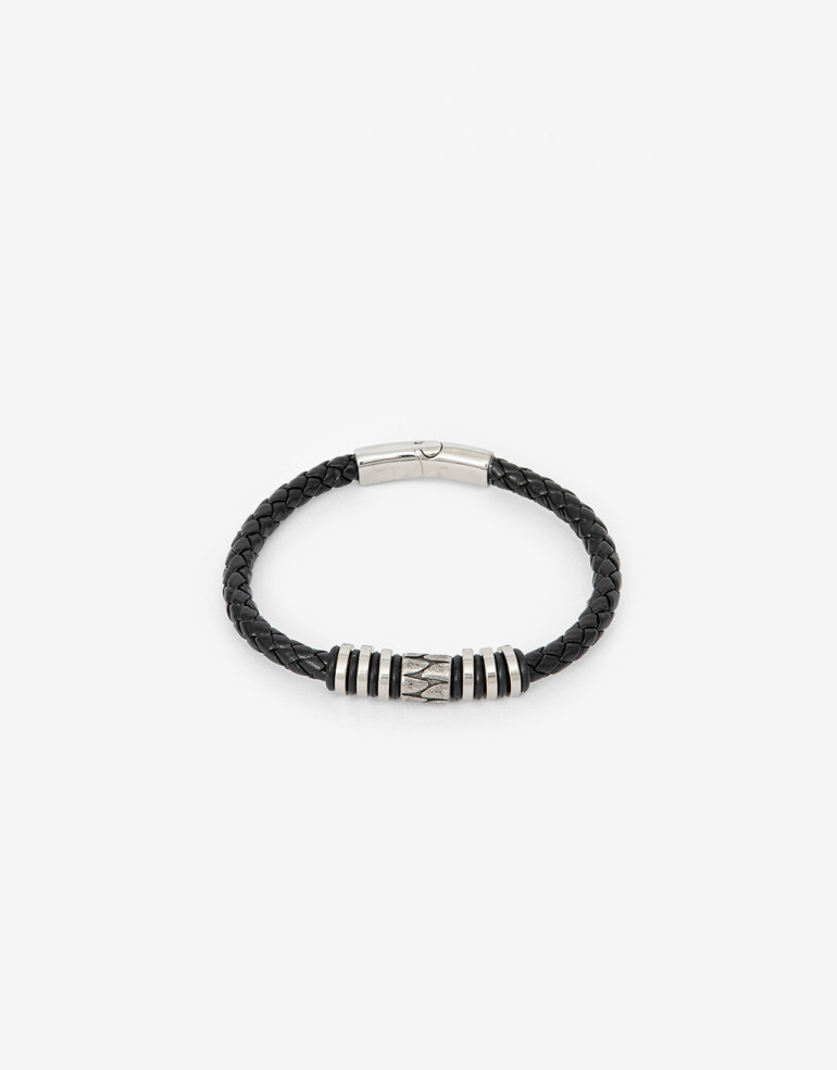 Pulseras Flexibles PU Pulsera Acero Men´s Collection - Negro