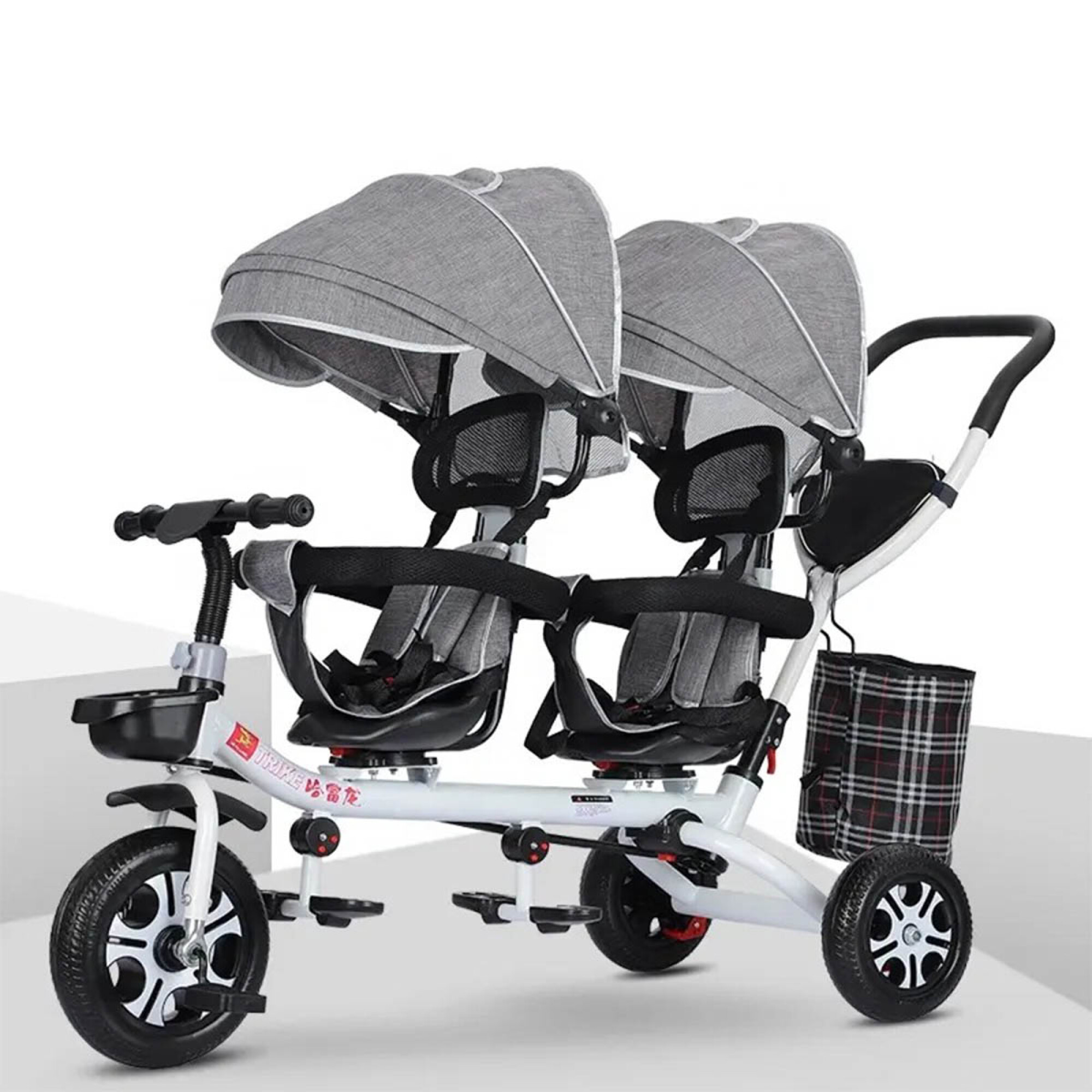 Triciclo tándem para niños pequeños con asientos dobles, triciclos tándem para exteriores para niños de 2 a 5 años, triciclo para niños con asiento de esponja, rueda de espuma resistente al desgaste