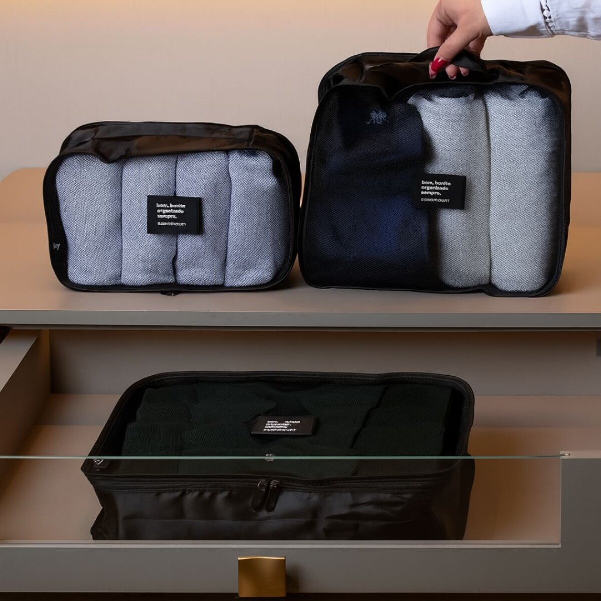 KIT ORGANIZADOR PARA VALIJA DE VIAJE 4 PIEZAS NEGRO 