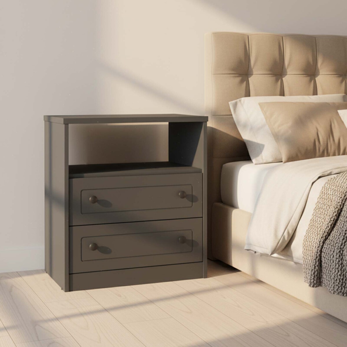 MESA DE LUZ - MDF GRIS AMERICANO PLUS 