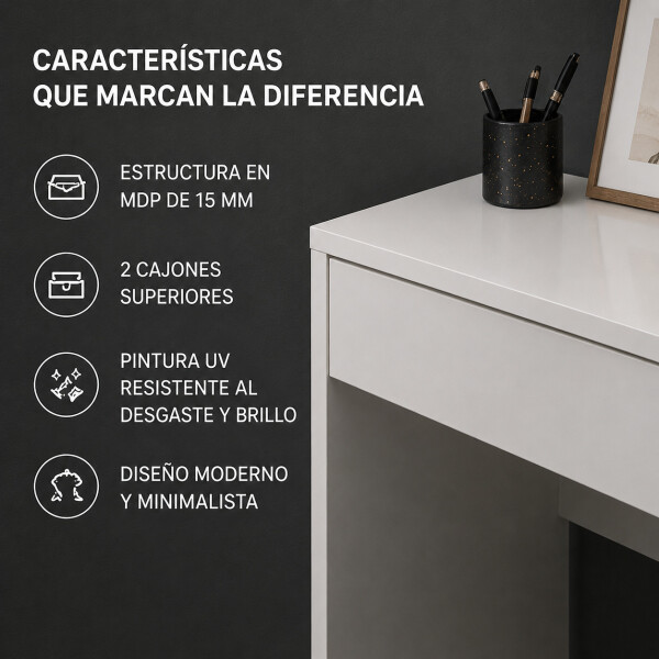 Escritorio Mesa ComboHome 120 Cm 2 Cajones Calidad Premium Blanco 1