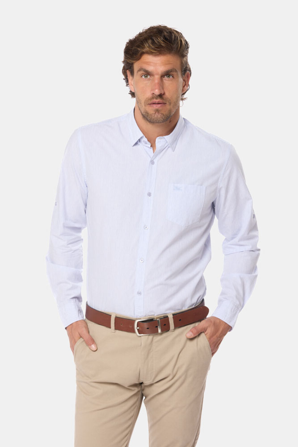 CAMISA RAYADA Celeste