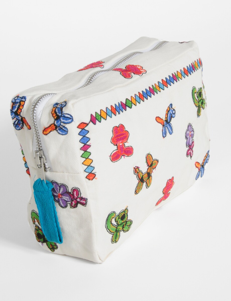 Estuche balloon bordado - crudo 