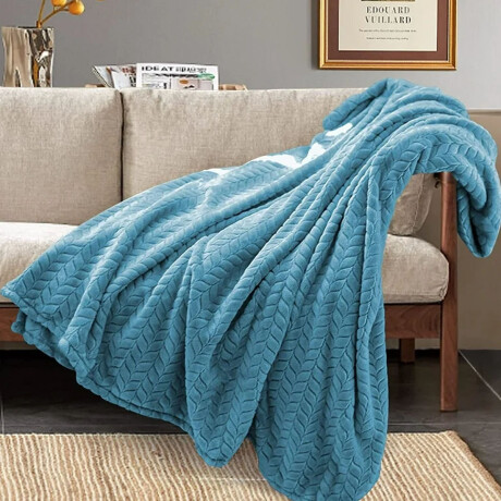 Manta Frazada Polar 2 Plazas Trigo Suave Cálida Cama Sofá Verde