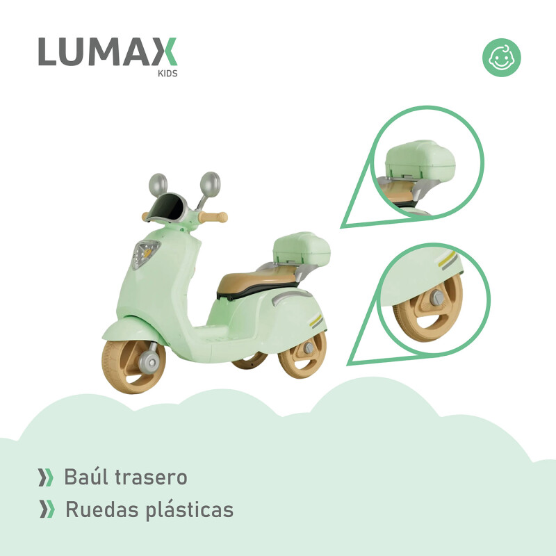 Moto Scooter a Batería Lumax Infantil Scooby Verde
