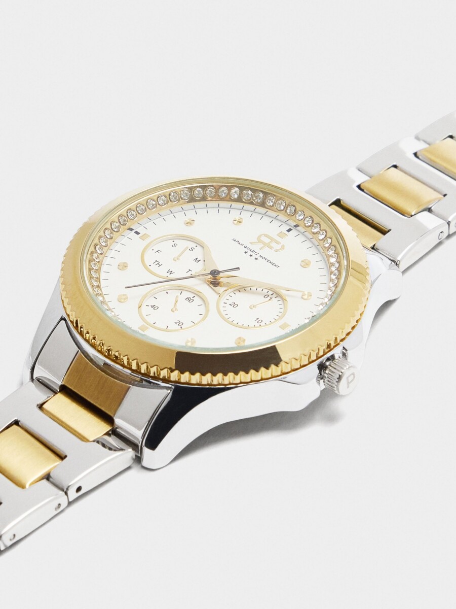 Reloj Bicolor Con Pulsera De Acero Inoxidable bicolor