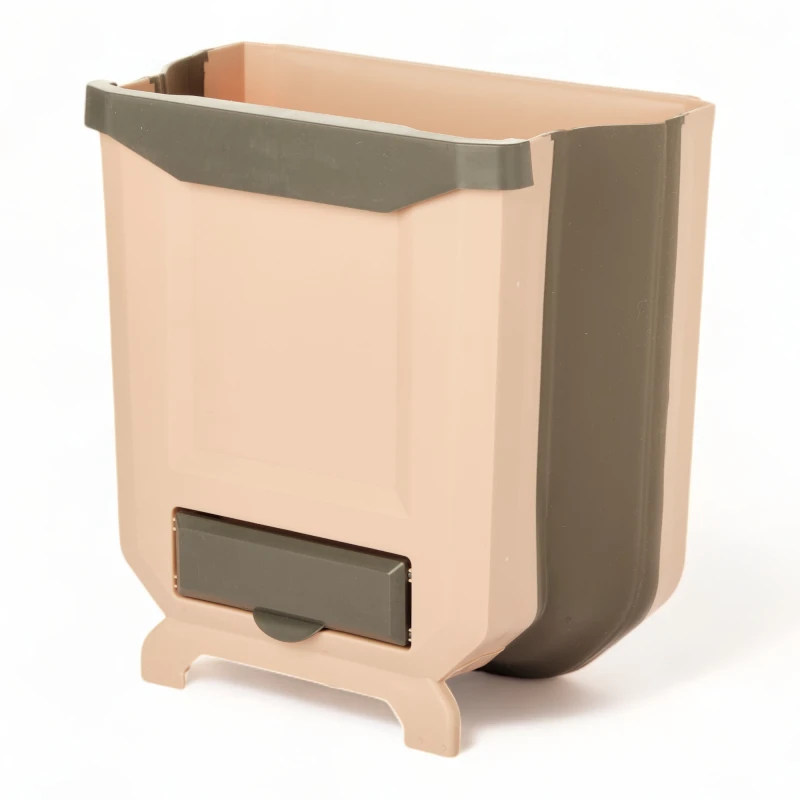 Cesto Basura Colgante Residuos Cocina Plegable Papelera Beige