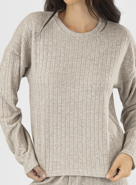 Remera rib grueso crema Crema