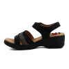 Wonder Sandalia Dama Confort Tiras Cruzadas C/ Pulsera Y Velcro Negro-gris