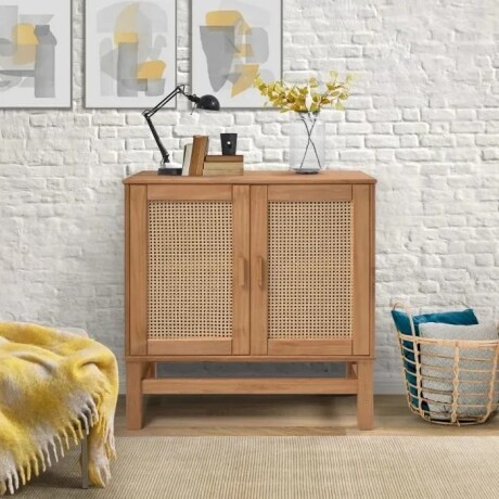 APARADOR BUFFET DE 2 PUERTAS EN MADERA MACIZA CON RATAN NATURAL APARADOR BUFFET DE 2 PUERTAS EN MADERA MACIZA CON RATAN NATURAL