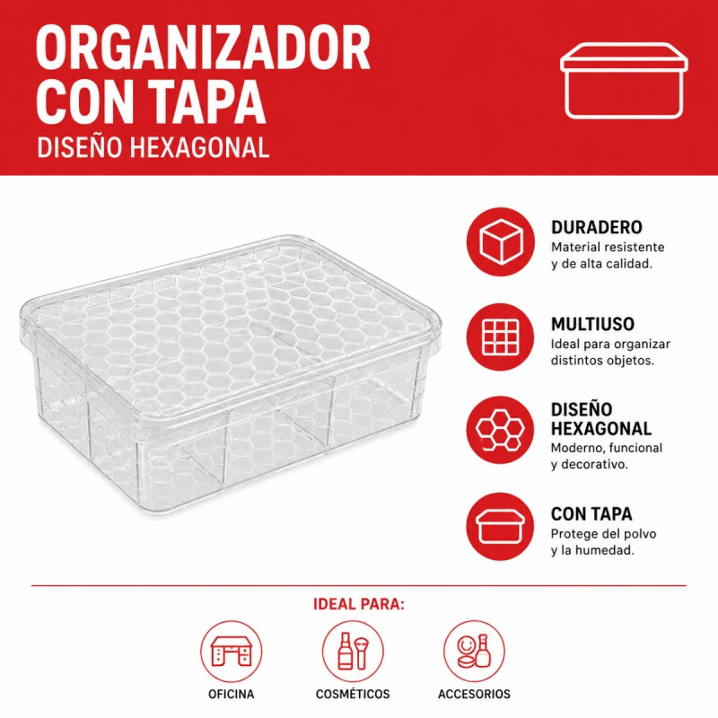 Organizador multi c/tapa TRANSPARENTE