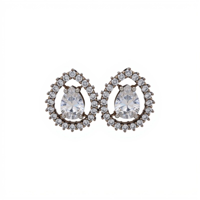 Caravanas Gotas-Plata 925-Piedra Zirconia-CA3007 conpiedra