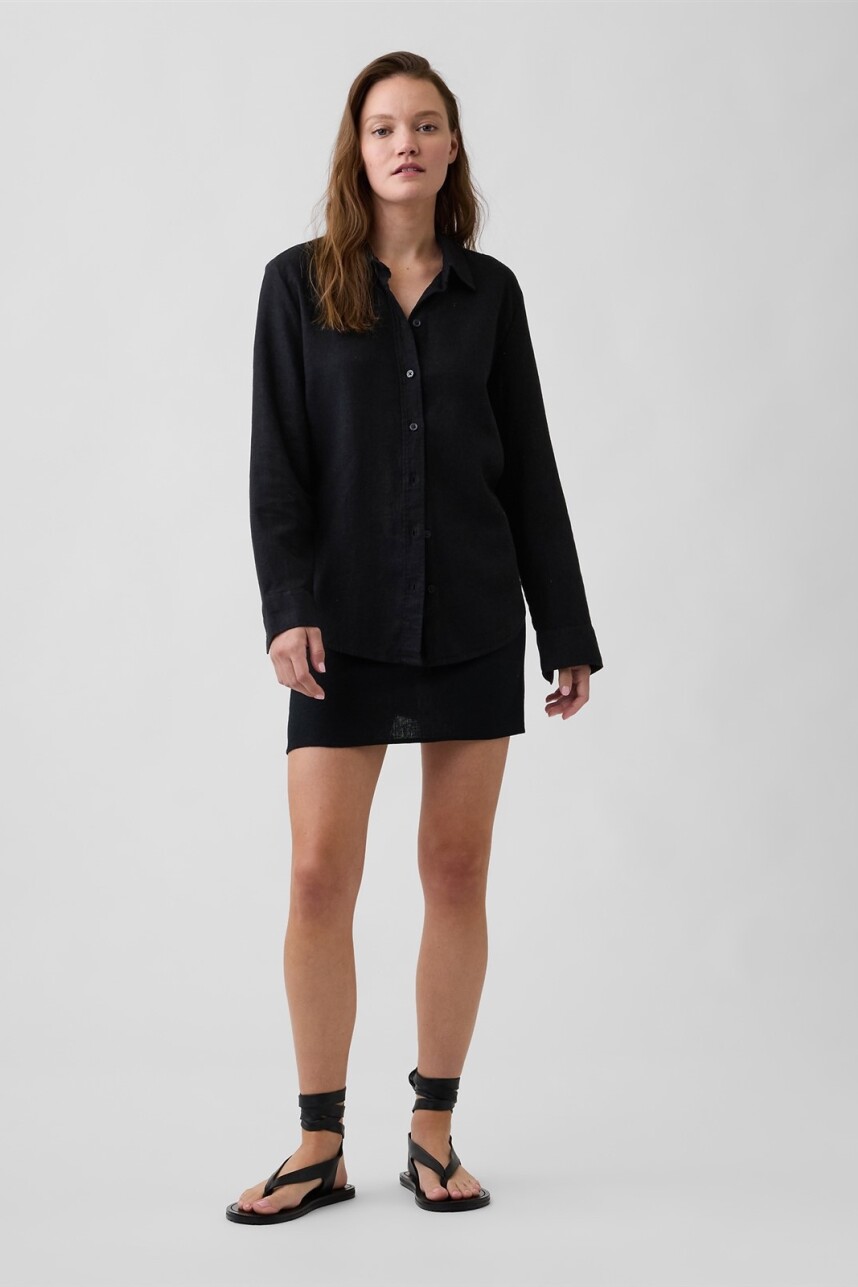 Camisa De Lino Mujer True Black