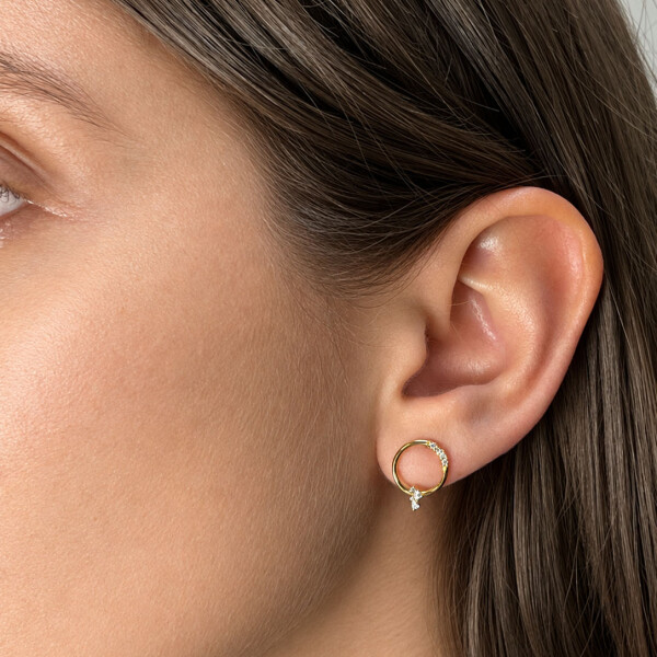 Caravanas Orbita de Oro Amarillo 18k con Brillantes Caravanas Orbita de Oro Amarillo 18k con Brillantes