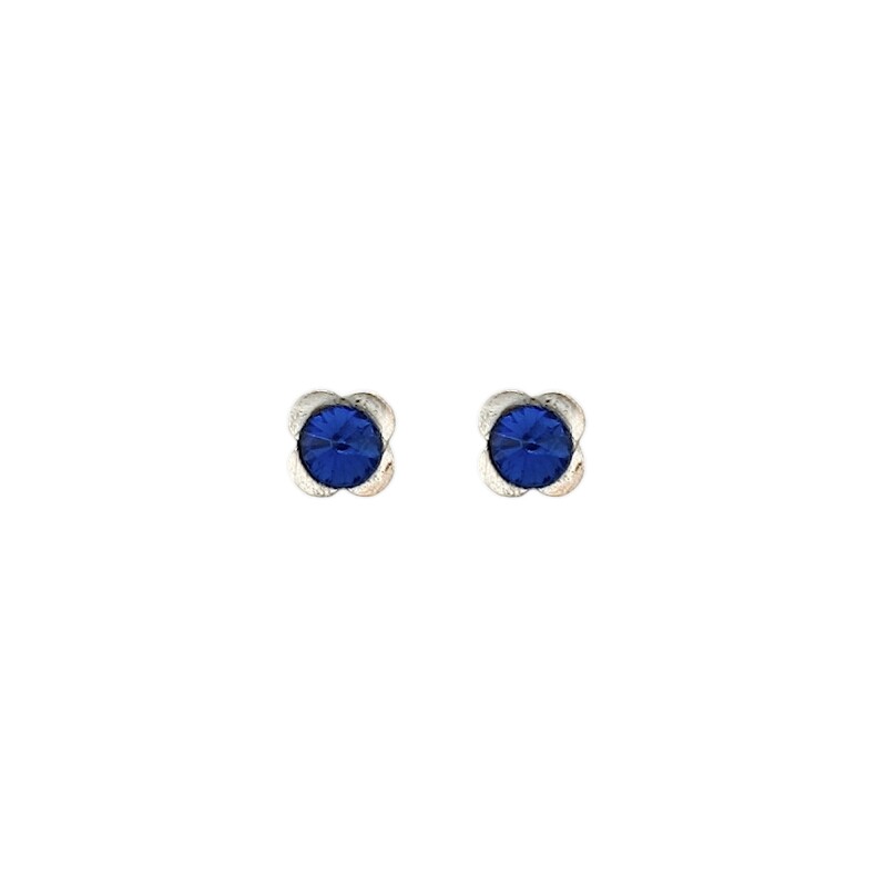 Abridores de bebe Flor - Plata 925 - Zirconia azul - AB3025 Conpiedra