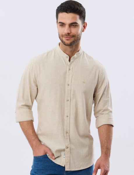 CAMISA LISA DE LINO CUELLO MAO Arena