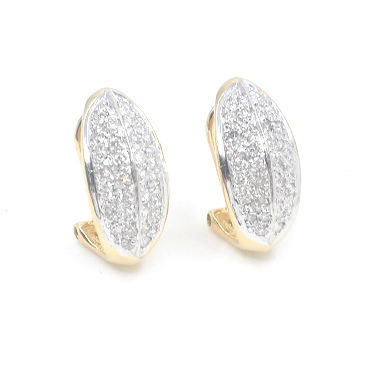 Caravanas en oro 18k 2 tonos con brillantes 