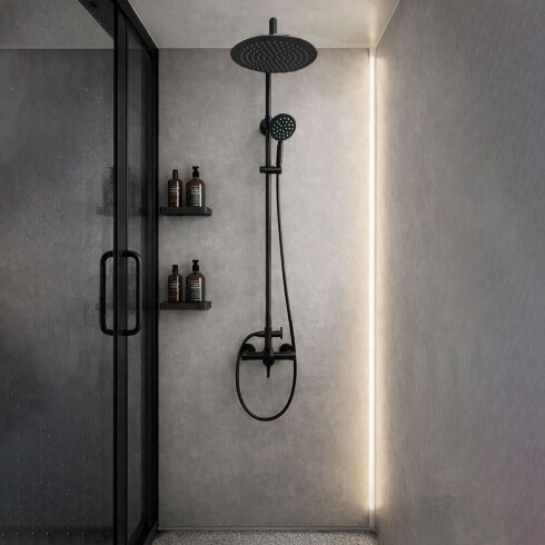 Griferia BARRAl DE DUCHA EXT EN AC INOX NEGRO MATE - SERIE VISEU NEGRO