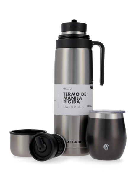 Termo Manija Rigida + Mate Acero inox. Acero Con Tapa