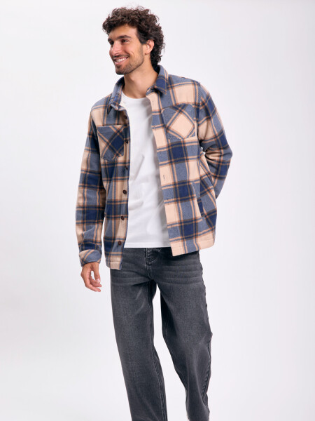 Sobrecamisa con sherpa Cuadros Tostado
