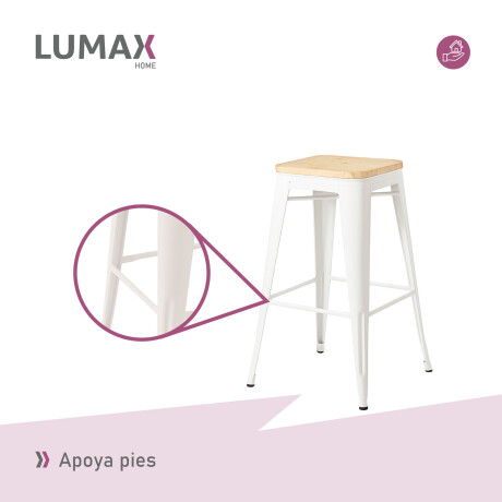 Taburete Tolix en metal y asiento de madera Blanco