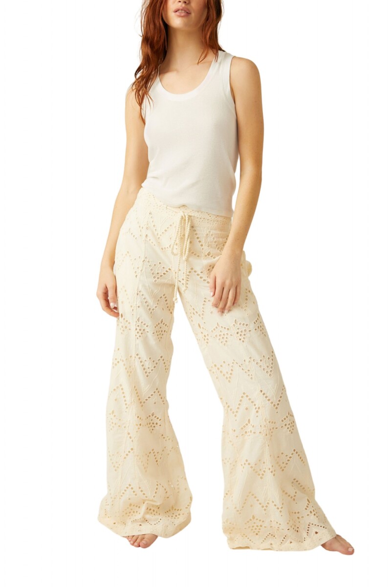 EMMA EMBROIDERED PANT Marfil
