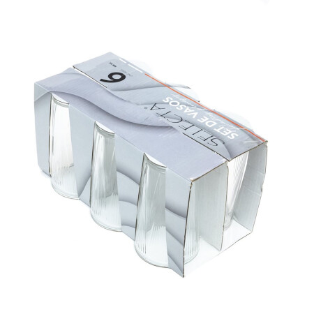 Set X6 Vaso Alto Topacio Agua Refresco Jugo en Vidrio 336ml Transparente