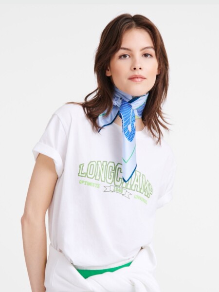 Longchamp -PAÑUELO DE SEDA 70 Gris Oscuro