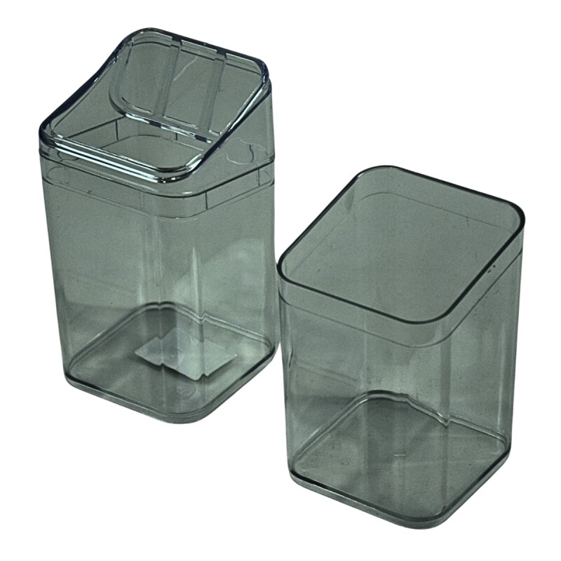 Set de baño, porta cepillo y organizador de mesada NEGRO TRASLÚCIDO