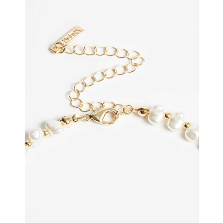 Collar Corto Perlas Y Corazones Dorado