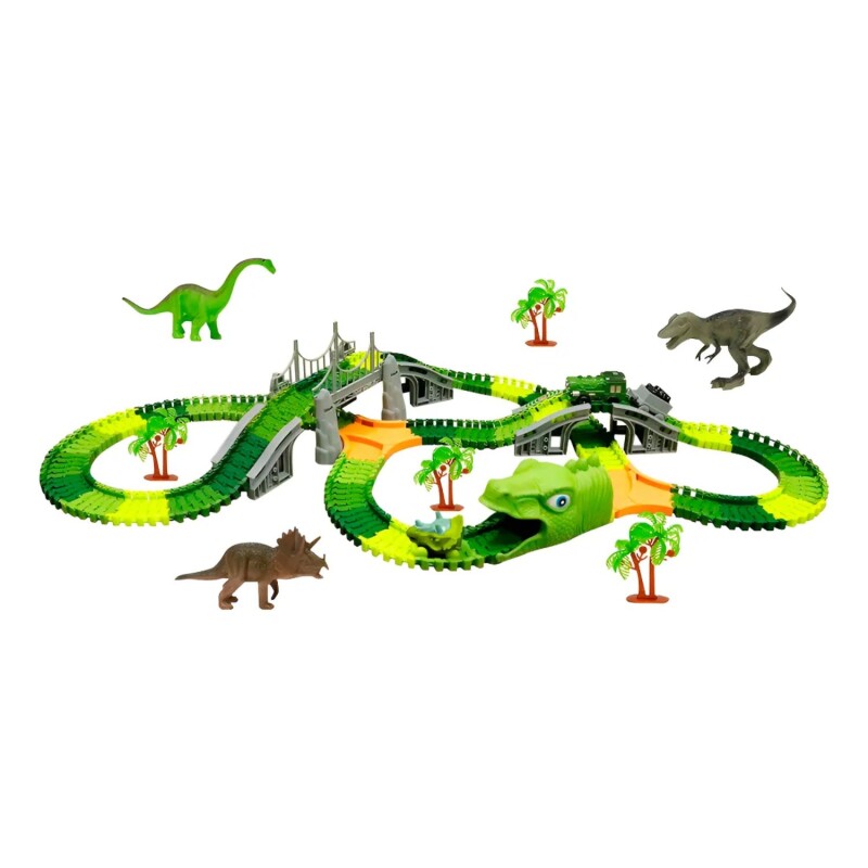 Juguete pista dinosaurio para armar con vehículos y 275 piezas Juguete pista dinosaurio para armar con vehículos y 275 piezas