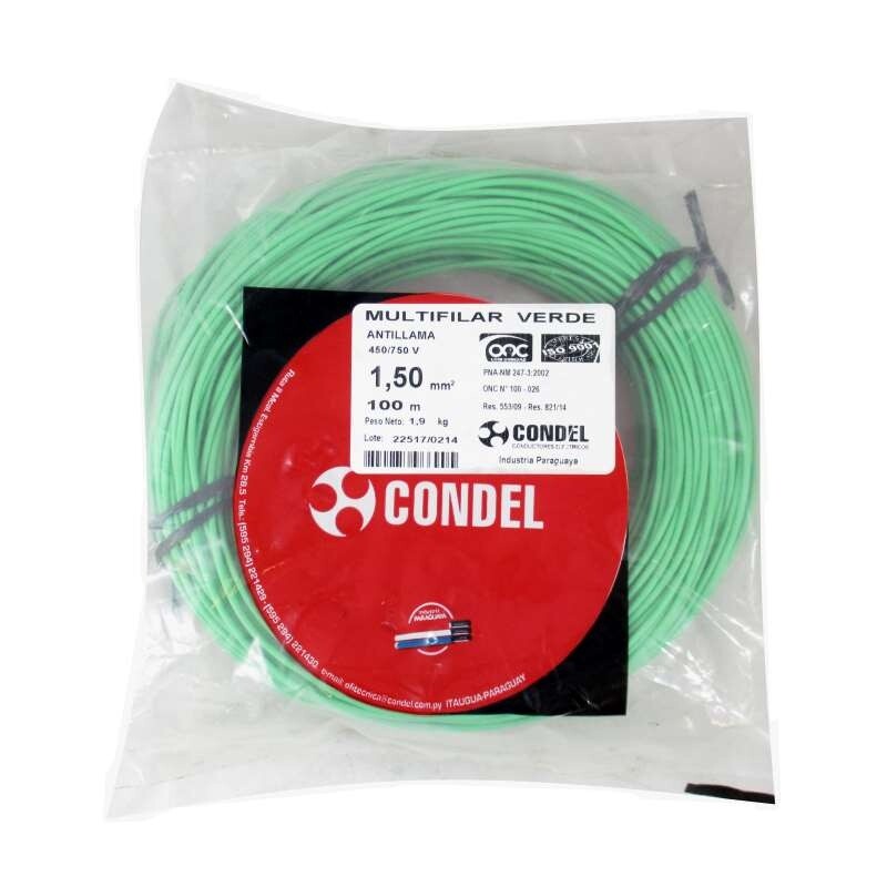 CABLE MULTIFILAR 1,50MM2 VERDE CONDEL CABLE MULTIFILAR 1,50MM2 VERDE CONDEL