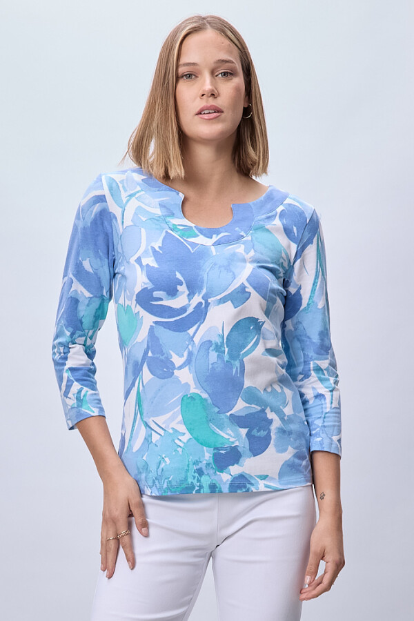 Blusa Algodon Print AZUL/MULTI