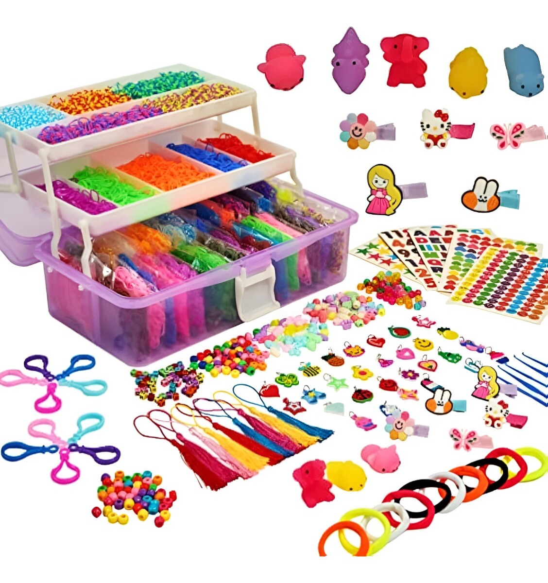 SET VALIJA BANDITAS GOMITAS PULSERAS JUEGO INFANTIL 
