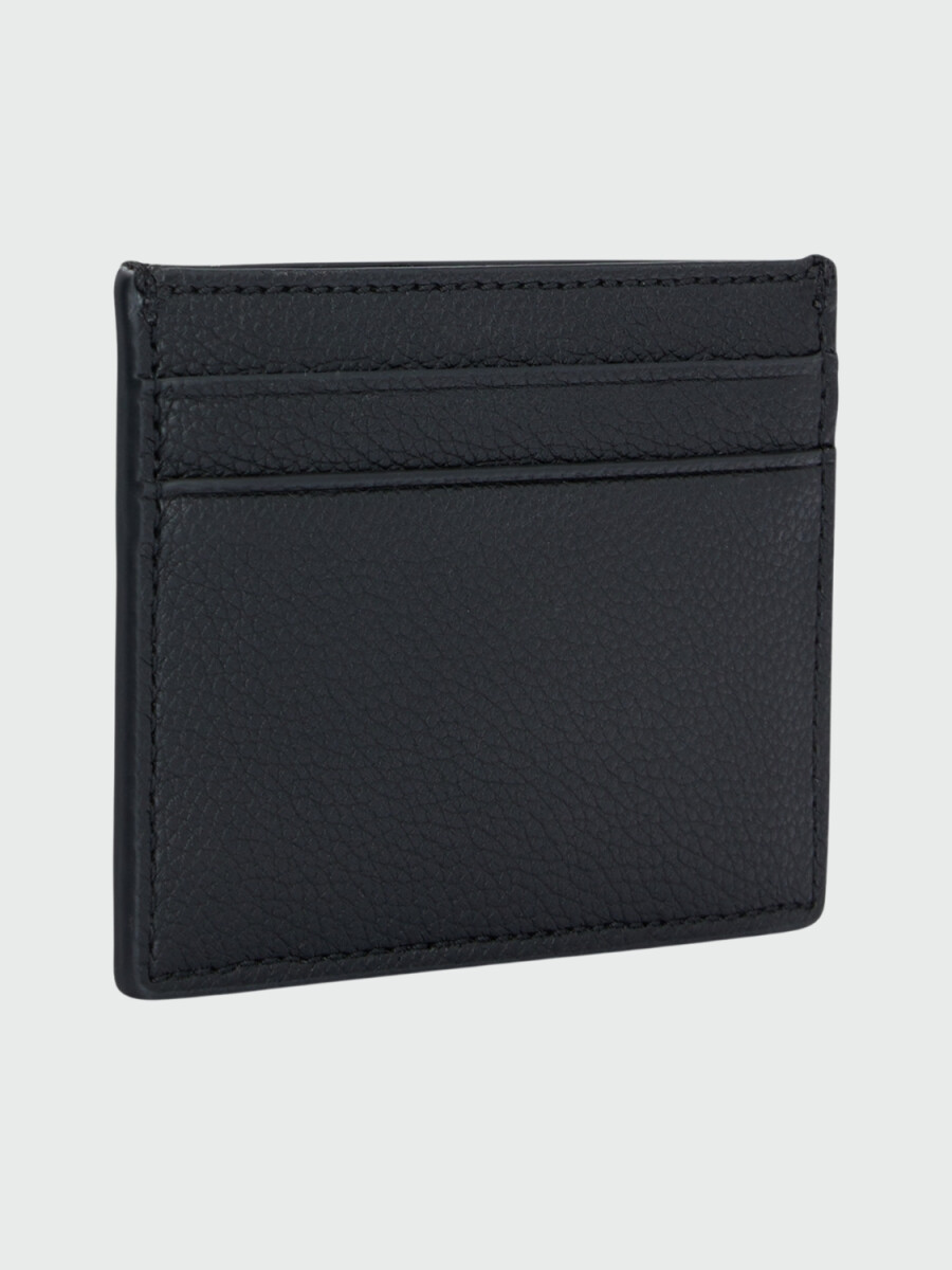 BOSS - Tarjetero con rayas distintivas en piel sintética granulada - Negro 