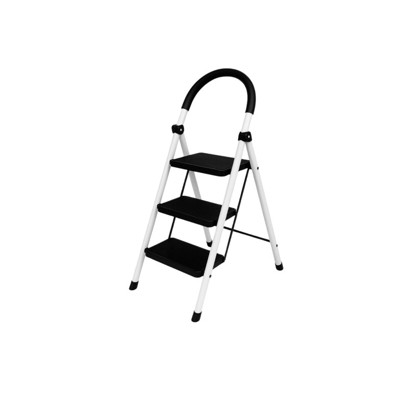 Escalera Tijera 3 Escalones Base Antideslizante Negro/Blanco