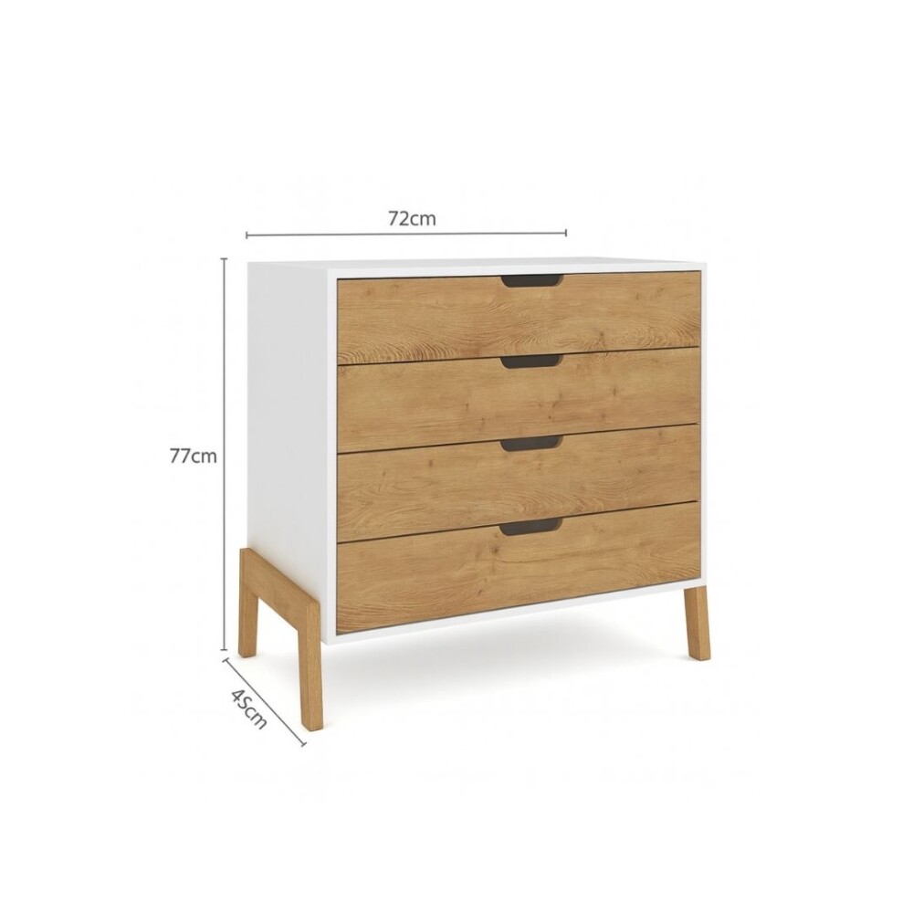 CÓMODA - 4 CAJONES LINEA WOOD BLANCO