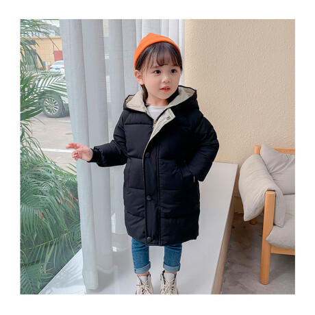 Campera Parka Uzspace Con Capucha Invierno Infantil Niño Niña Negro