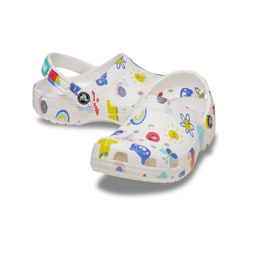 Classic Doodle Print Clog K - Niños White/multi