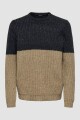 Sweater Tejido Color Block Chinchilla